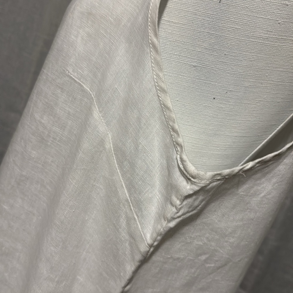 100% Linen-Artisan NY Tank Top-Sz L-Sleeveless-White-Navy Embroidery-EUC - Picture 9 of 15